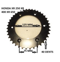 Couronne  HONDA XR 250, XR 400, XR 650 Acier 40 dents pour chaine 520