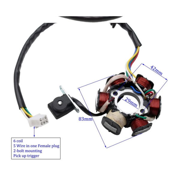 Volano Rotore Magneto Volano Statore 6 Poli Fit per GY6 125cc 150cc Motore Quad Dirt Bike Pit Bike ATV Magneto Volano Statore Parti